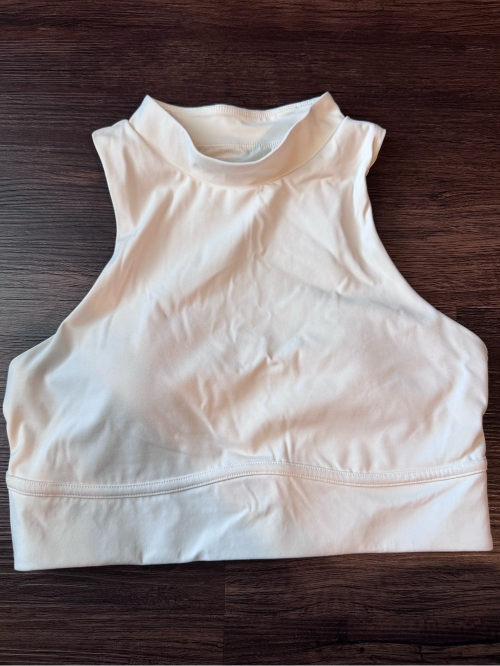 All in Motion High neck sports bra mock neck ivory size Small athletic crop top